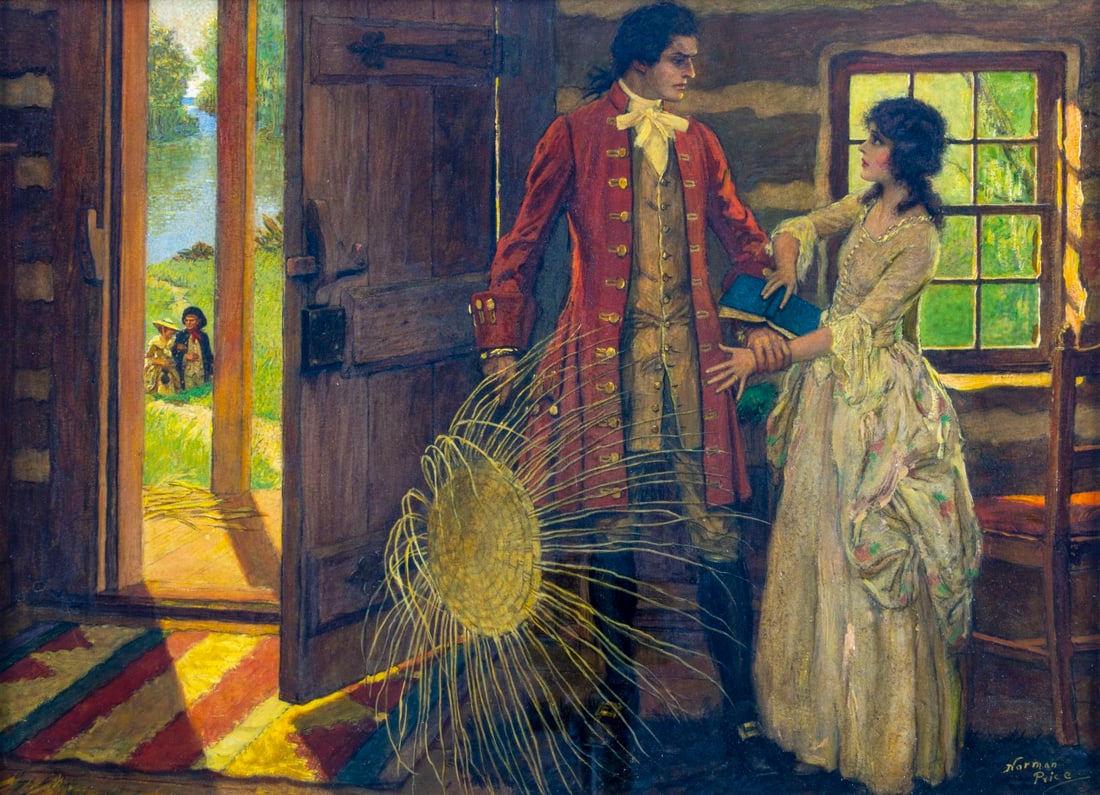 Norman Price (NY,Ontario,1877-1951) oil painting: ARTIST: Norman Mills Price (New York, Ontario, 1877 - 1951) TITLE: Wife from France MEDIUM: oil on board CONDITION: Very good. No visible inpaint under UV light. Framed u