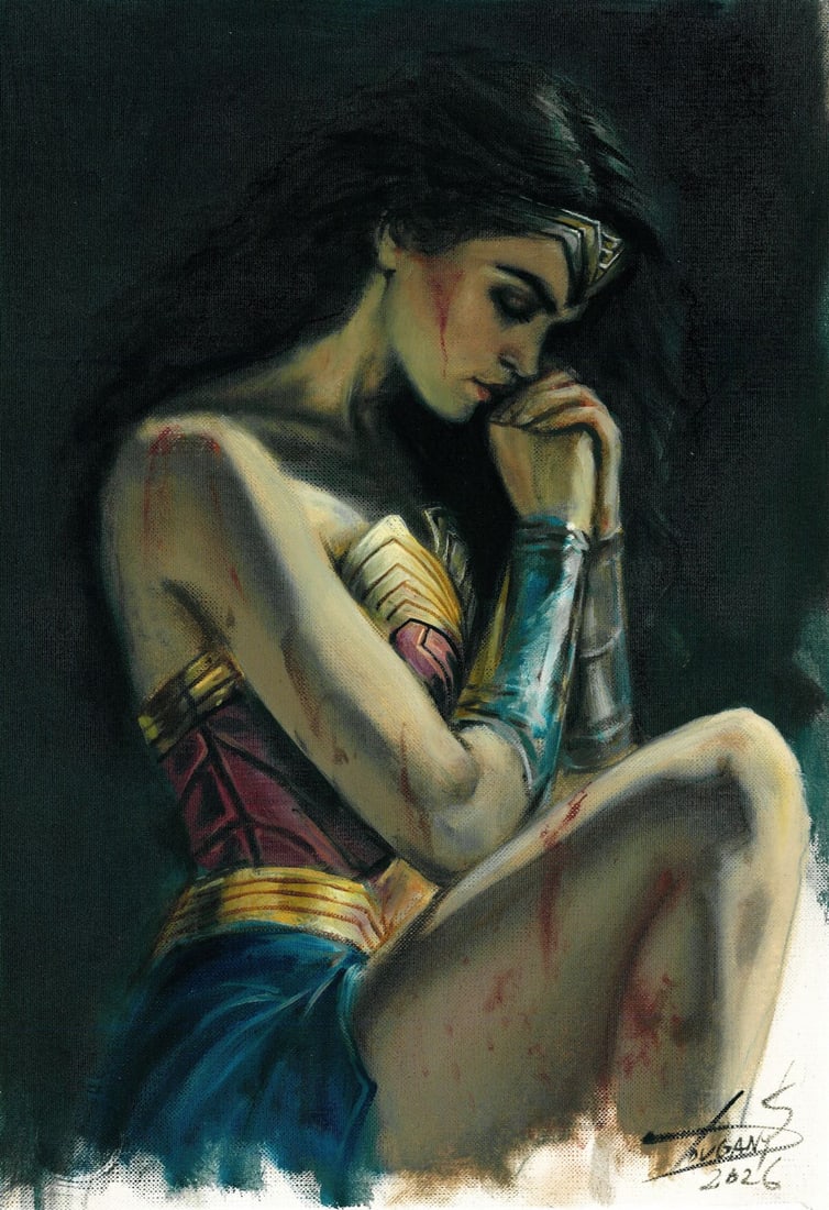 Sergey Dovgan (Ukraine,b 1976) oil painting: ARTIST: Sergey Dovgan (Ukraine, born 1976) TITLE: Seated Woman MEDIUM: oil on heavy paper CONDITION: Very good. No visible inpaint under UV light. ART SIZE: