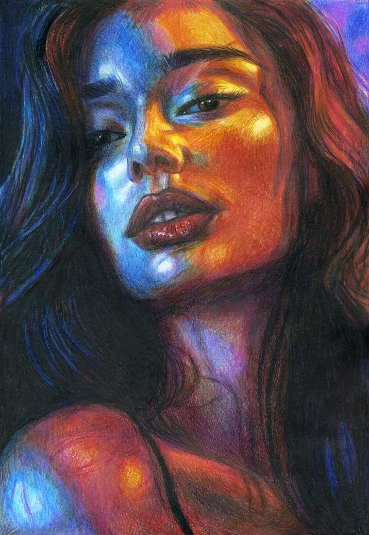 Anna Khoroshun (Ukraine,20/21C) pastel painting: ARTIST: Anna Khoroshun (Ukraine, 20/21 centuries) TITLE: Portrait of Woman MEDIUM: pastel on heavy paper CONDITION: Very good. ART SIZE: 13 x 9 inches /