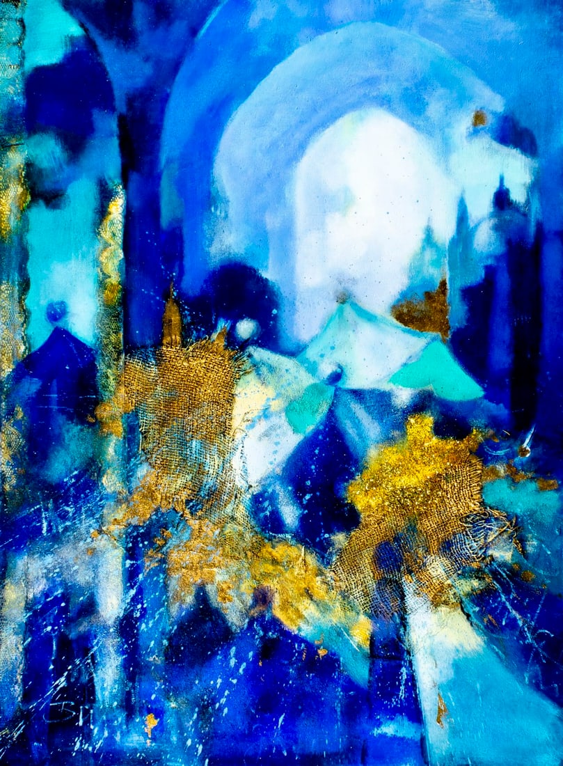 Vintage 20C American oil painting signed: ARTIST: - (United States, 20 century) TITLE: Abstract Composition MEDIUM: oil on canvas CONDITION: Unstretched (In-House stretching available). Few minor scratches/paint los