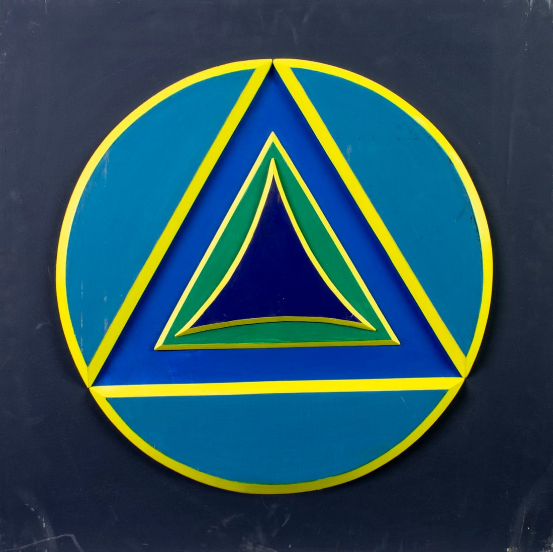 Vintage 20/21C American acrylic relief painting signed: ARTIST: - (American, 20/21 centuries) TITLE: Geometric Abstract Composition YEAR: 2009 MEDIUM: acrylic on board CONDITION: Some scratches/paint losses (s