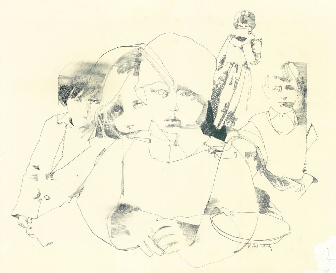 Robert Heindel (NY,OH,1938-2005) graphite painting (1 of 12)