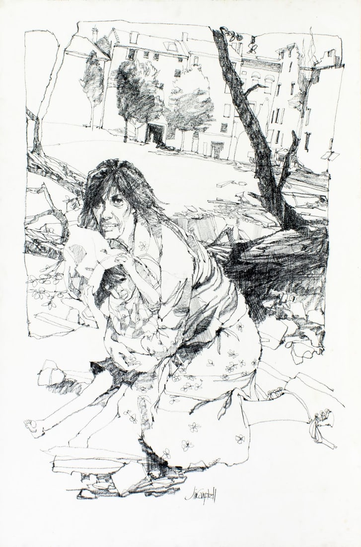 James Richard Campbell (CT,AL,1942-2022) graphite painting (1 of 16)