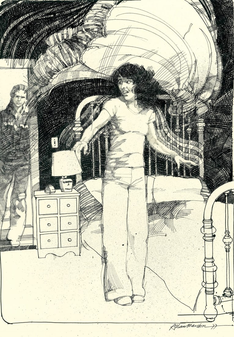 Allan Mardon (NY,AZ,Canada,1931-2020) ink painting (1 of 13)