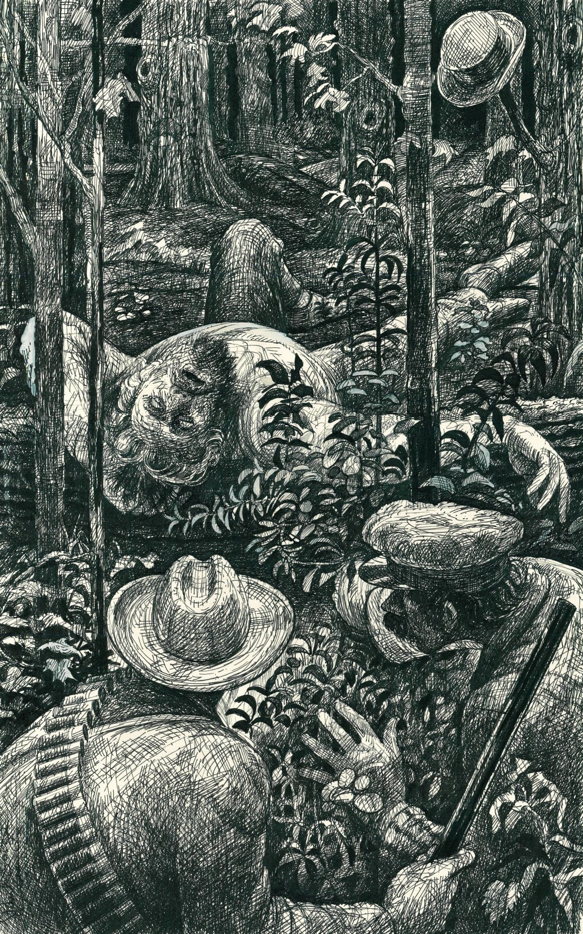 Paul Geiger (US,20C) ink painting: ARTIST: Paul Geiger (American, 20 century) TITLE: Illustration - The Prisoner of Zenda YEAR: 1981 MEDIUM: ink on paper. Paper applied to board. CONDITION: