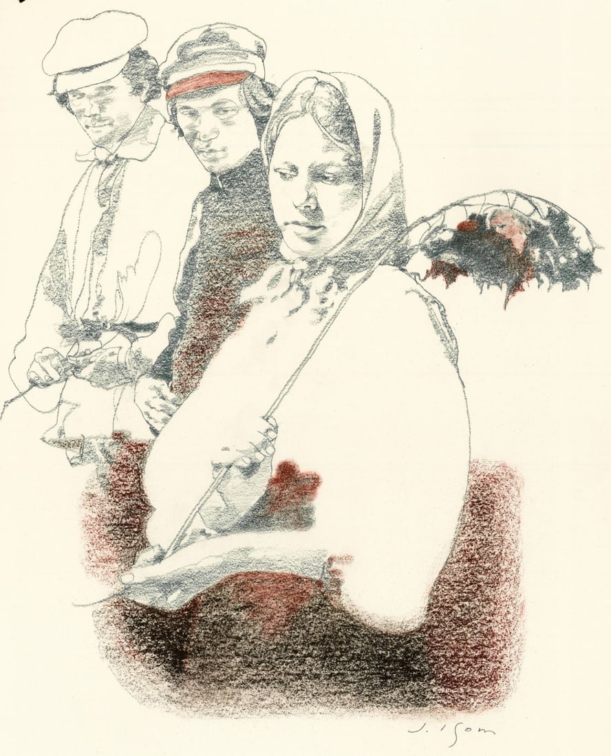 Joseph Isom (MO,1942-2000) pastel painting: ARTIST: Chester Joseph Isom Jr (Missouri, 1942 - 2000) TITLE: Ivan Turgenev Illustration YEAR: 1978 MEDIUM: pastel on board CONDITION: Minor age toning.<