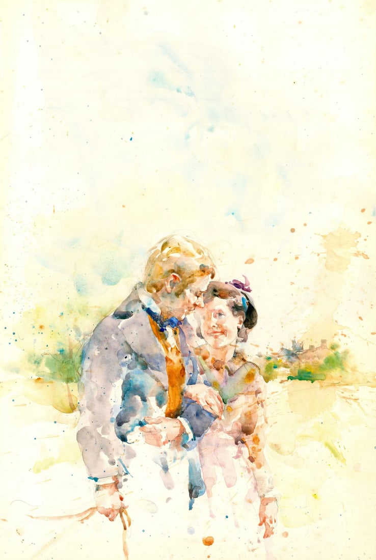 Charles Reid (MA,NY,1937-2019) watercolor painting: ARTIST: Charles Reid (Massachusetts, New York, 1937 - 2019) TITLE: Illustration - Scenes of Clerical Life 6 YEAR: 1984 MEDIUM: watercolor on paper. Paper applied to board.