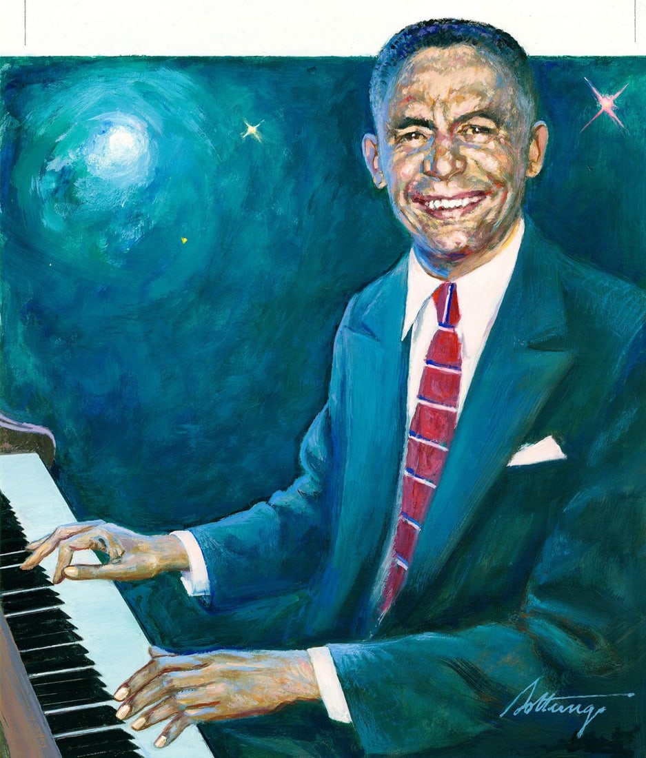 George Sottung (IL,1927-1999) oil painting: ARTIST: George Sottung (Illinois, 1927 - 1999) TITLE: Portrait of Jelly Roll Morton (titled on verso) YEAR: 1995 MEDIUM: oil on board CONDITION: Few mino