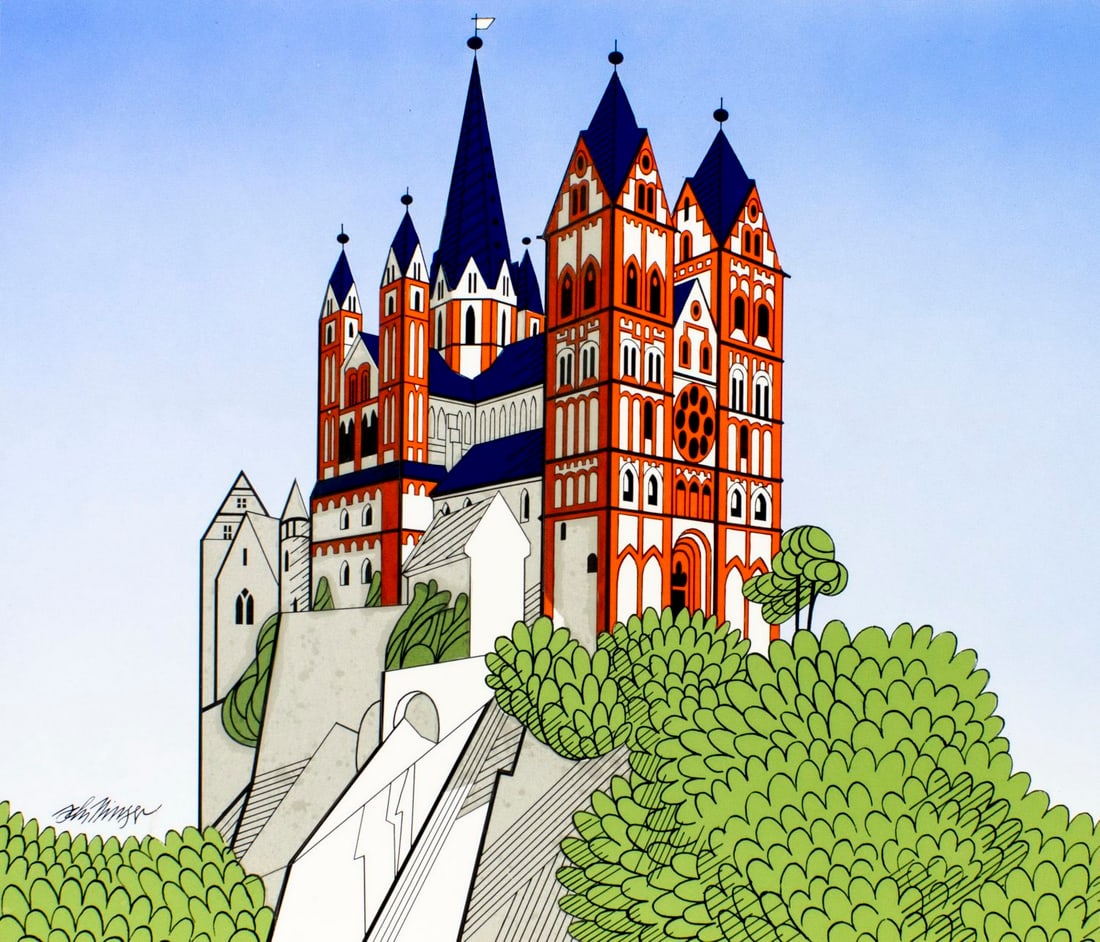 Heinz Schillinger (German,1929-2008) watercolor painting (1 of 13)