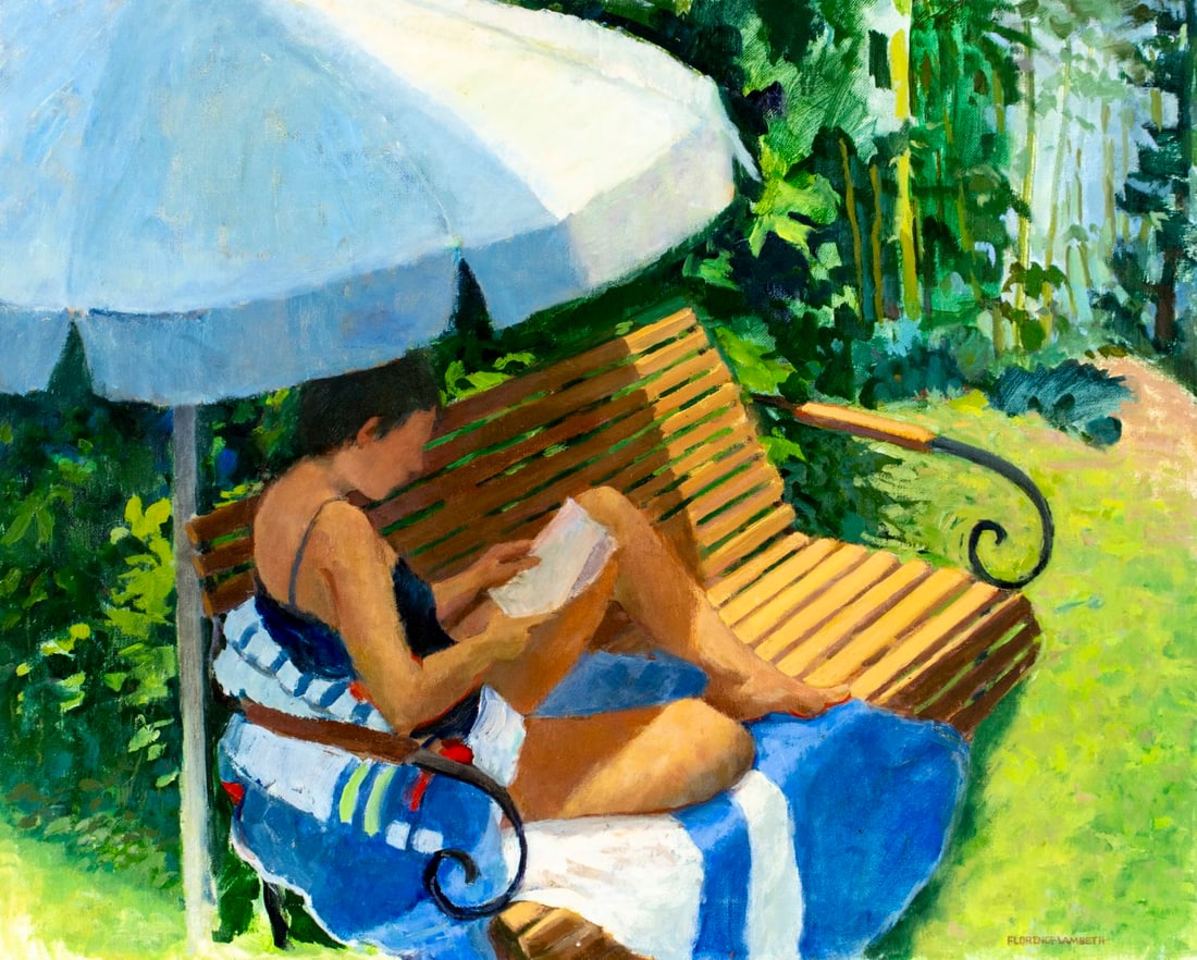 Florence Lambeth (MD,20C) oil painting: ARTIST: Florence Mekeel Lambeth (Maryland, 20 century) TITLE: Time Out MEDIUM: oil on canvas CONDITION: Few minor scratches/paint losses mostly along edges. No visible inpai