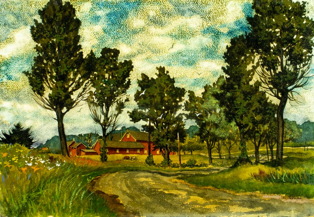 Joseph Di Gemma (NY,1910-2005) mixed media painting (1 of 14)