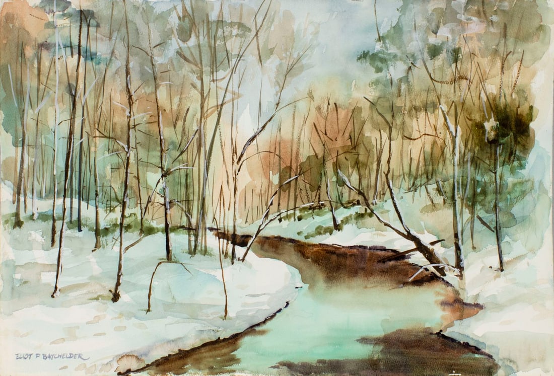 Eliot Batchelder (MA,1901-2003) watercolor painting (1 of 12)