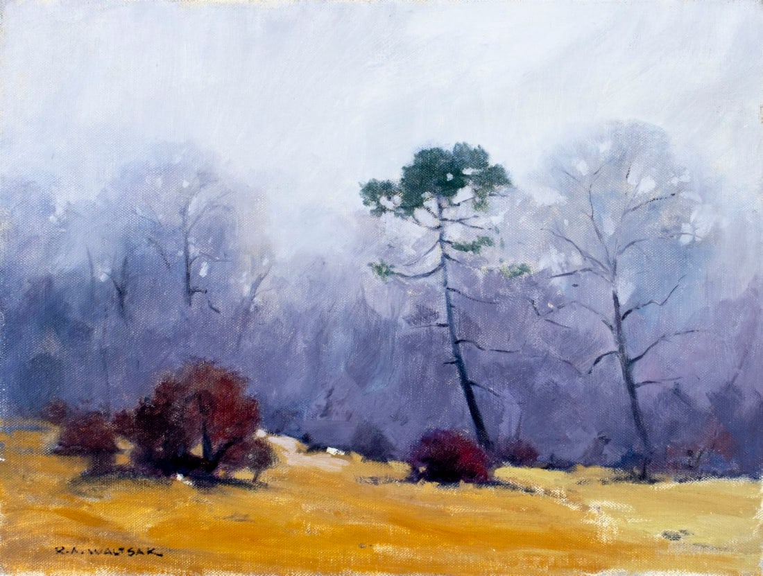 Robert Waltsak (NJ,b 1944) oil painting: ARTIST: Robert Alan Waltsak (New Jersey, born 1944) TITLE: Autumn Forest Landscape MEDIUM: oil on canvas CONDITION: Very good. No visible inpaint under UV light.