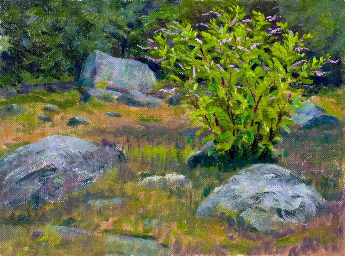 Henrik Hillblom (CT,NY,Sweden,1863-1948) oil painting: ARTIST: Henrik Hillblom (Connecticut, New York, Swedish, 1863 - 1948) TITLE: Landscape MEDIUM: oil on canvas. Canvas applied to board. CONDITION: Very good. No visible inpai