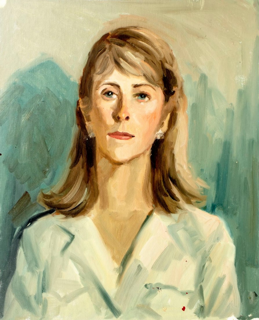 George Holloway (NJ,20C) oil painting: ARTIST: George R Holloway (New Jersey, 20 century) TITLE: Portrait of Woman MEDIUM: oil on canvas board CONDITION: Overall good. No visible inpaint under UV light.