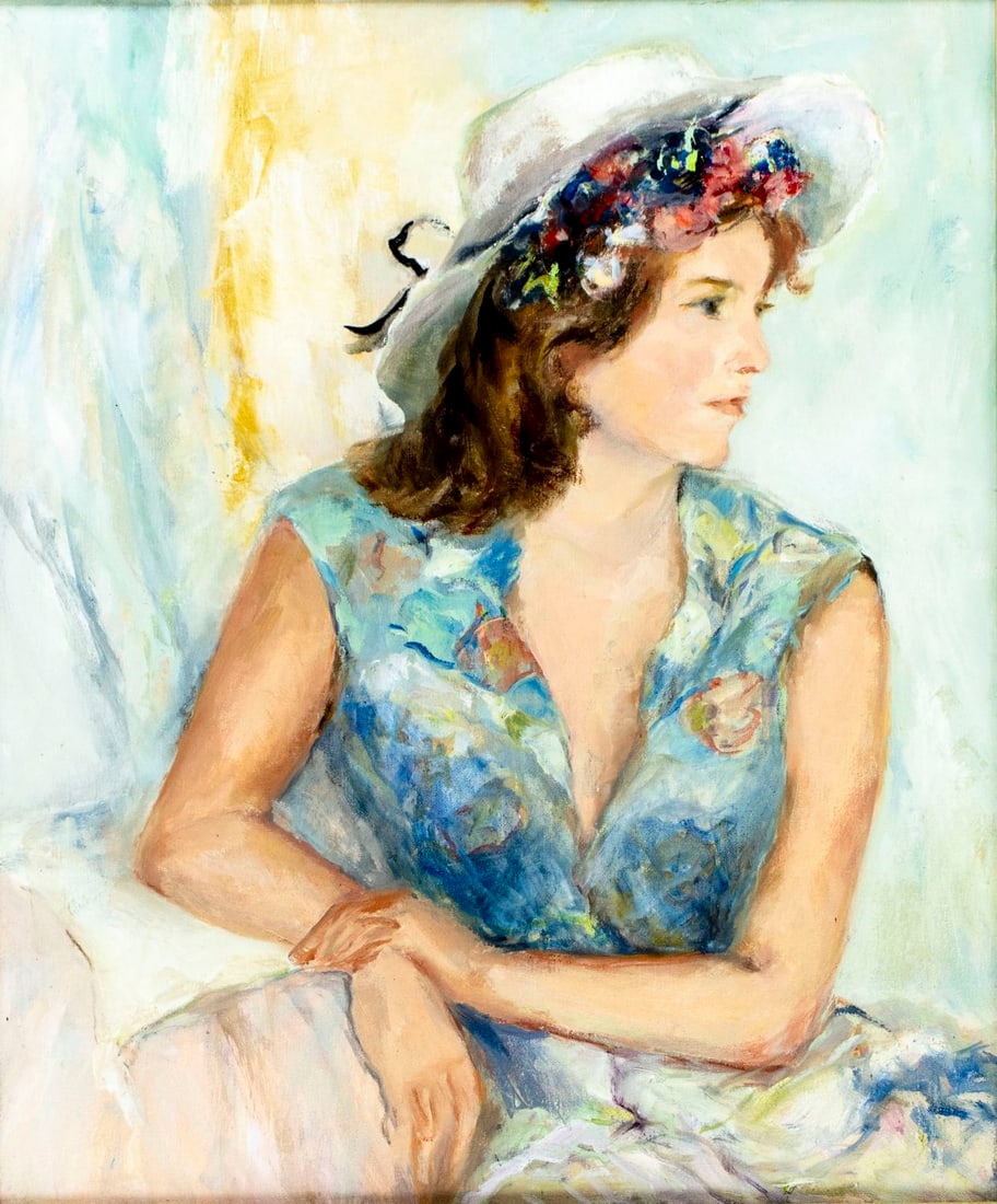 Sandra Thornhill (FL,20C) oil painting: ARTIST: Sandra Thornhill (Florida, 20 century) TITLE: Catherine (titled on label) YEAR: 1975 MEDIUM: oil on canvas CONDITION: Overall good. No visible in