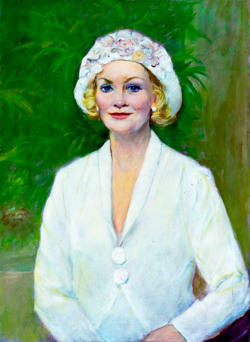 Vintage 20C American oil painting: ARTIST: - (American, 20 century) TITLE: Portrait of Woman MEDIUM: oil on canvas CONDITION: Few very minor scratches/paint losses. No visible inpaint under UV light. Norma