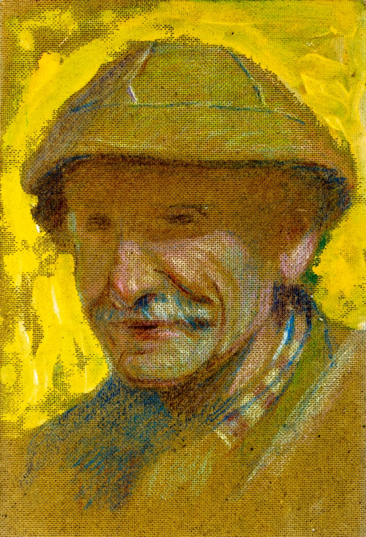 Vintage 20C Tbilisi Georgian oil painting: ARTIST: - (Georgia, 20 century) TITLE: Portrait of Old Man in Hat MEDIUM: oil on board CONDITION: Few small scratches by edges. Normal wear to edges. ART SIZE: