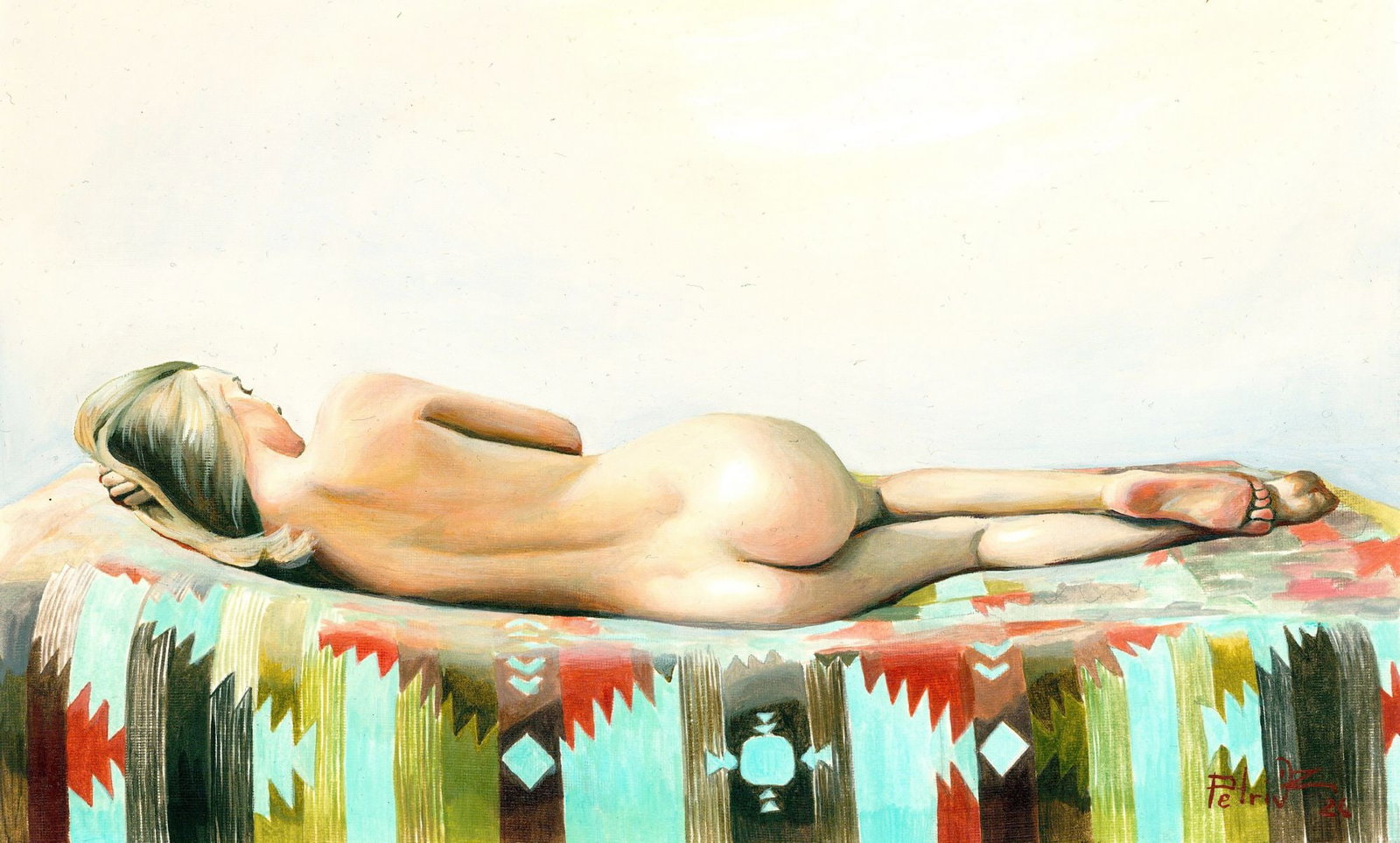 Zoriana Petriv (Ukraine,b 1994) oil painting: ARTIST: Zoriana Petriv (Ukraine, born 1994) TITLE: Nude - Rest (titled on verso) MEDIUM: oil on heavy paper CONDITION: Very good. No visible inpaint under UV light.