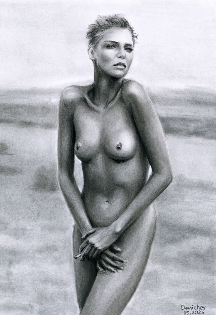 Oleksandr Demichev (Ukraine,20/21C) pastel painting: ARTIST: Oleksandr Demichev (Ukraine, 20/21 centuries) TITLE: Nude MEDIUM: pastel on paper CONDITION: Very good. ART SIZE: 16 x 12 inches / 41 x 30 cm