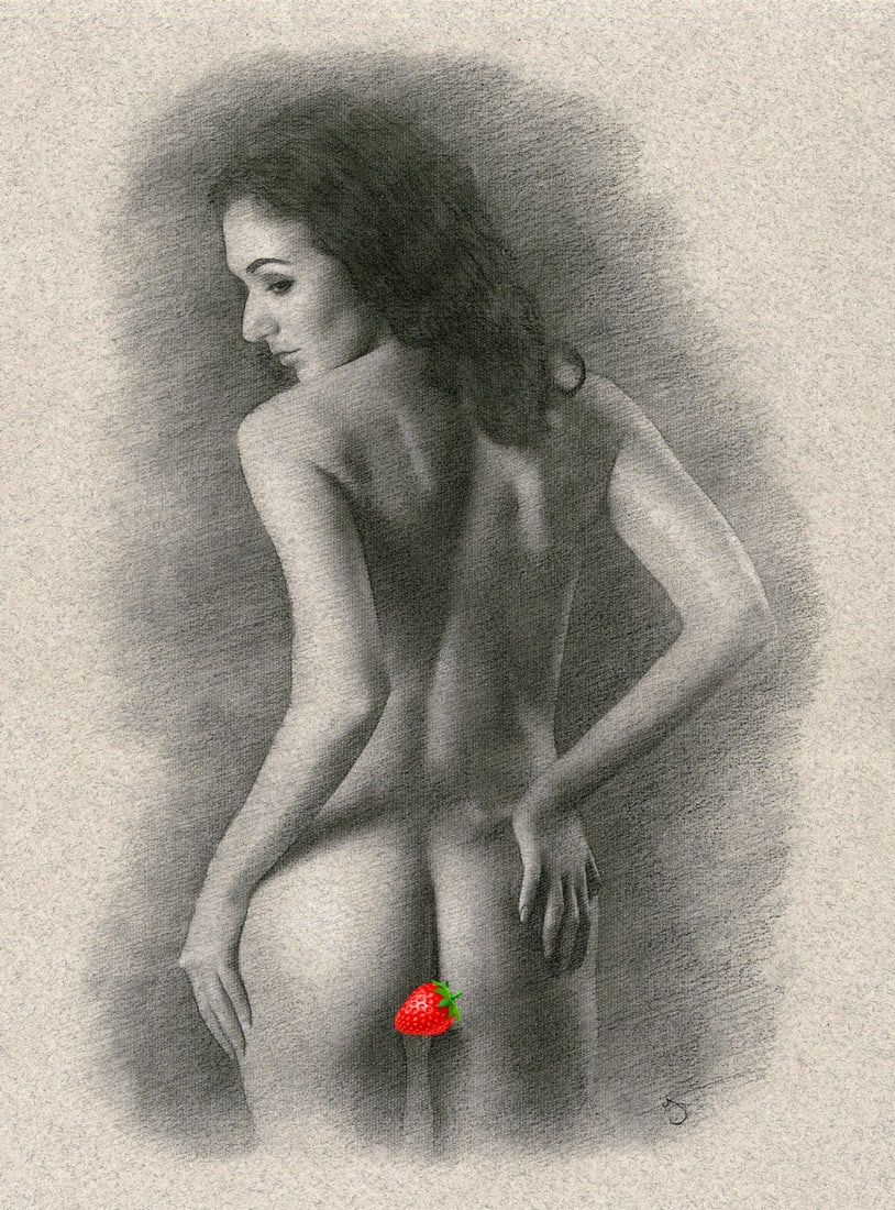 Arthur Smith (UK,France,b 1967) oil painting: ARTIST: Arthur Smith (United Kingdom, France, born 1967) TITLE: Nude MEDIUM: chalk on paper CONDITION: Very good. ART SIZE: 12 x 8 inches / 30 x 20 cm