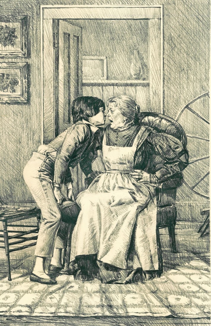 Barnett Plotkin (US,1932-2003) graphite painting: ARTIST: Barnett Plotkin (American, 1932 - 2003) TITLE: Illustration - The Adventures of Huckleberry Finn YEAR: 1980s MEDIUM: graphite on paper. Paper applied to board.