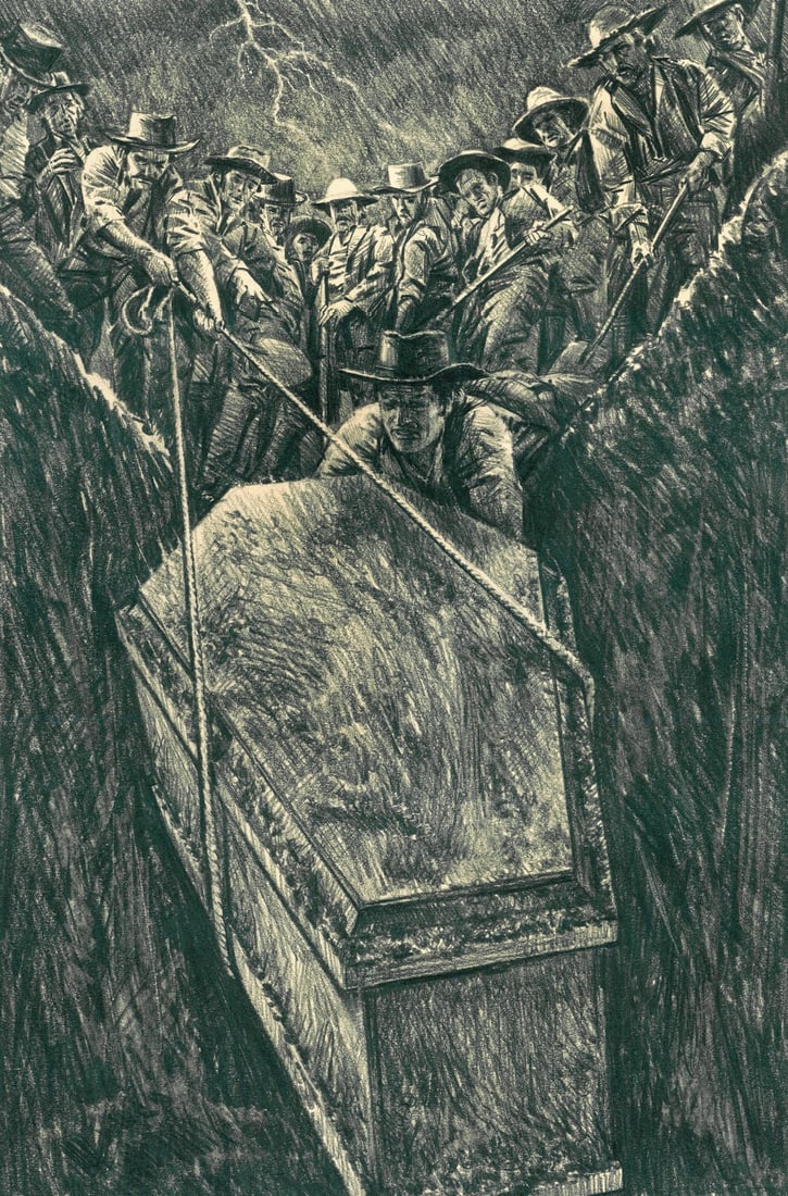 Barnett Plotkin (US,1932-2003) graphite painting: ARTIST: Barnett Plotkin (American, 1932 - 2003) TITLE: Illustration - The Adventures of Huckleberry Finn YEAR: 1980s MEDIUM: graphite on paper. Paper applied to board.