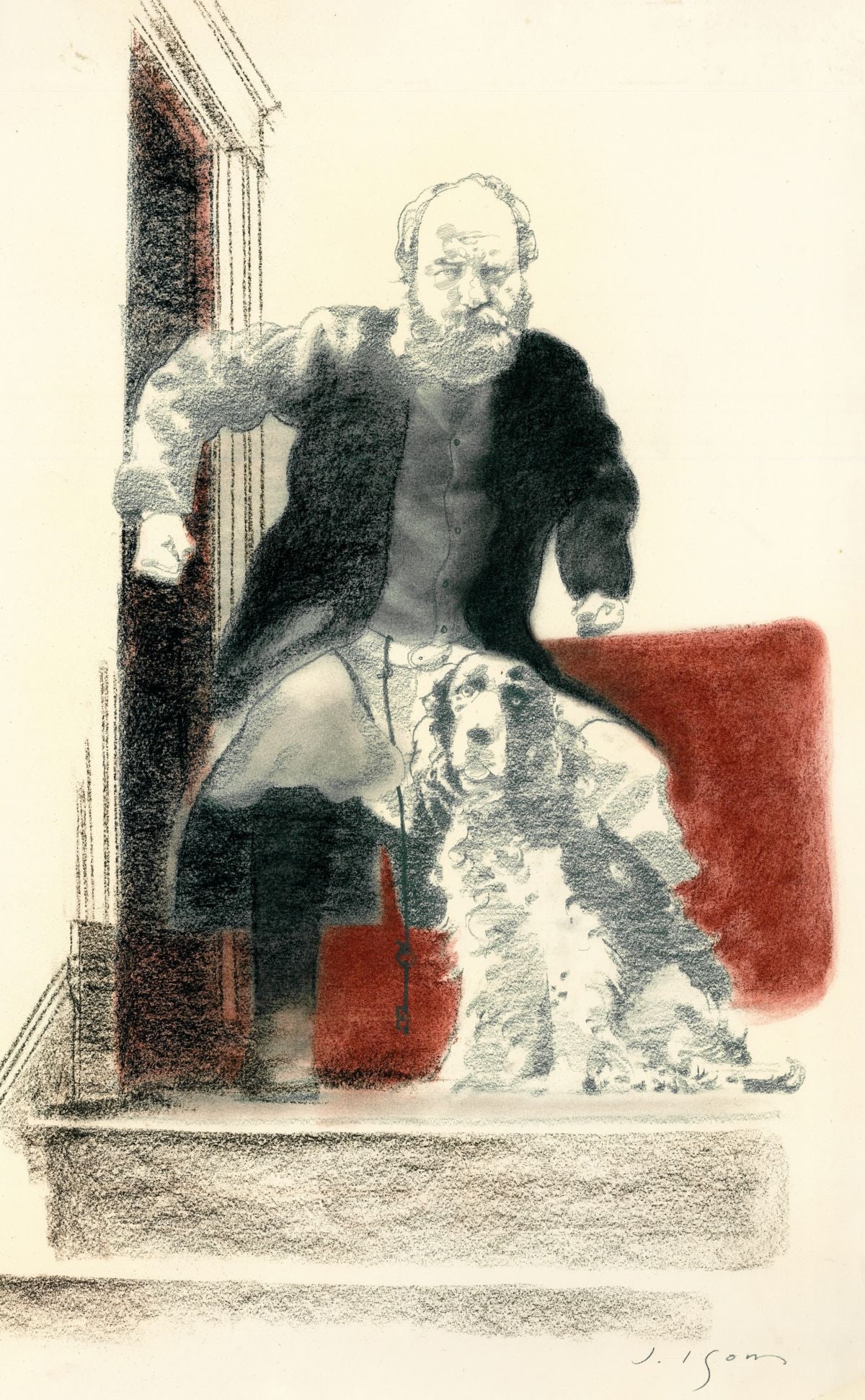 Joseph Isom (MO,1942-2000) pastel painting: ARTIST: Chester Joseph Isom Jr (Missouri, 1942 - 2000) TITLE: Ivan Turgenev Illustration YEAR: 1978 MEDIUM: pastel on board CONDITION: Some small damages
