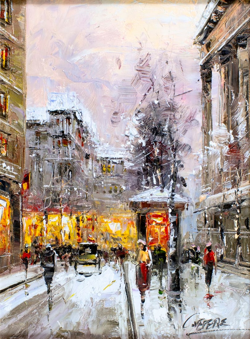 Christof Vevers (Europe,b 1962) oil painting: ARTIST: Christof Vevers (European, born 1962) TITLE: Paris Cityscape, France MEDIUM: oil on canvas CONDITION: Very good. No visible inpaint under UV light. ART SI