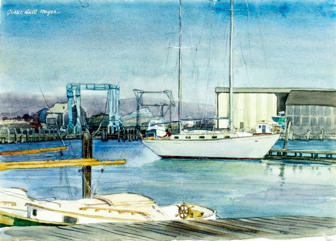 Jessie Hull Mayer (IN,CT,1910-2009) watercolor painting (1 of 15)
