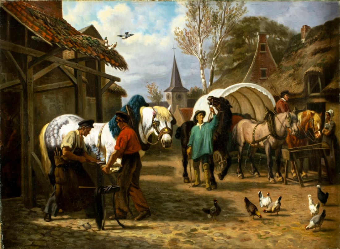 Charles Coumont (Belgia,1822-1889) oil painting antique (1 of 14)