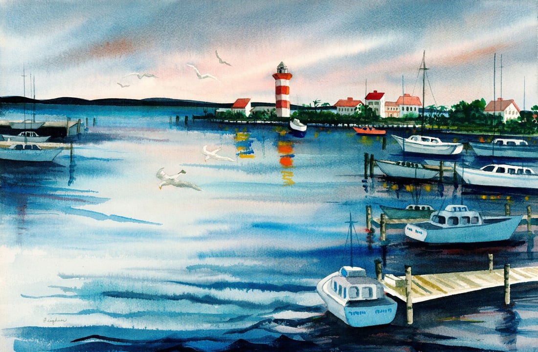 Marilyn Feighner (IN,SC,1926-2004) watercolor painting (1 of 12)