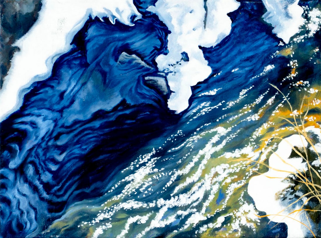 Erica Child Prudhomme (US,20/21C) oil painting: ARTIST: Erica Child Prudhomme (American, 20/21 centuries) TITLE: Melting Ice (titled on stretcher) YEAR: 2003 MEDIUM: oil on canvas CONDITION: Overall go