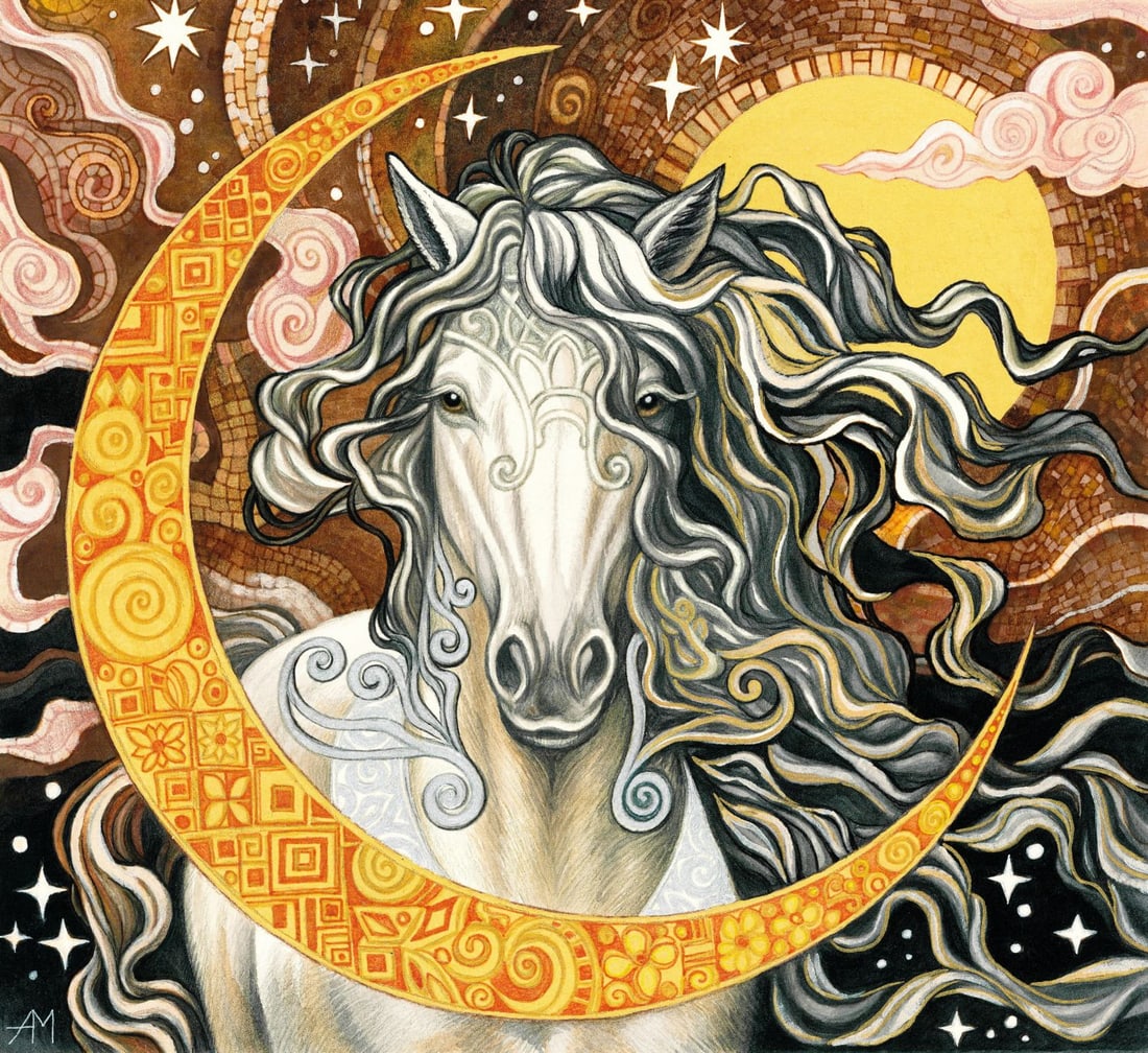 Anastasia Molodchikova (Ukraine,20/21C) mixed media painting: ARTIST: Anastasia Molodchikova (Ukraine, 20/21 centuries) TITLE: Horse MEDIUM: mixed media on heavy paper CONDITION: Very good. ART SIZE: 12 x 13 inches
