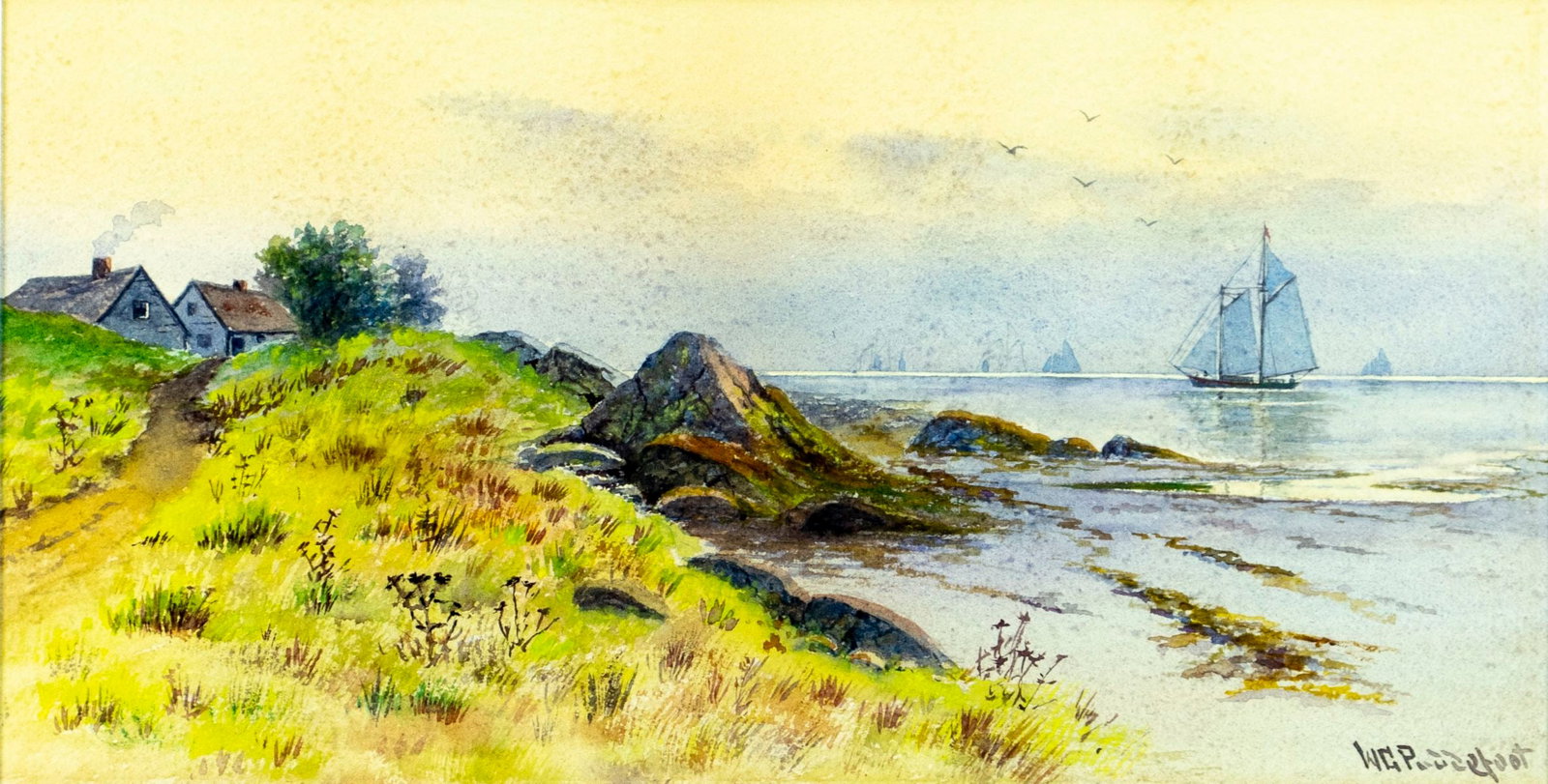 William Puddefoot (US,1842-1925) watercolor painting antique (1 of 13)