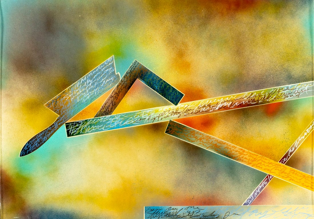 Vance Martin (CA,b 1953) mixed media painting: ARTIST: Vance Martin (California, born 1953) TITLE: Tools VII, Panel A (titled on label) YEAR: 1978 MEDIUM: mixed media on heavy paper CONDITION: Minor a