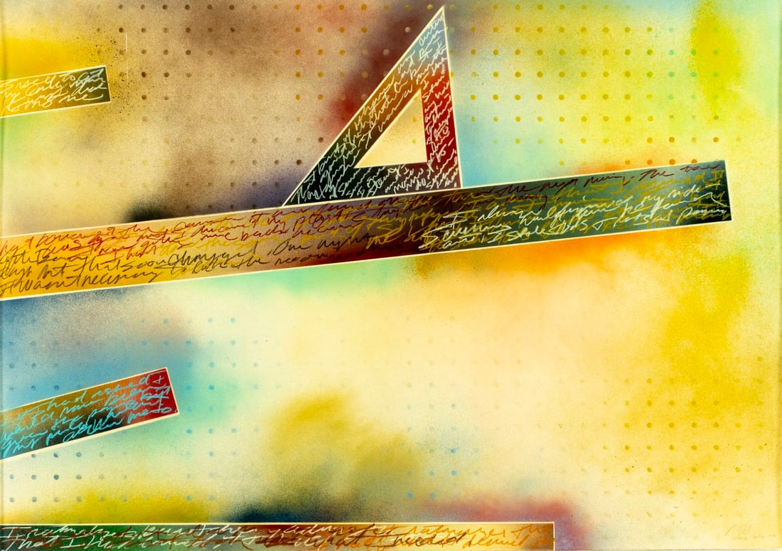 Vance Martin (CA,b 1953) mixed media painting: ARTIST: Vance Martin (California, born 1953) TITLE: Tools VII, Panel C (titled on label) YEAR: 1978 MEDIUM: mixed media on heavy paper CONDITION: Minor a
