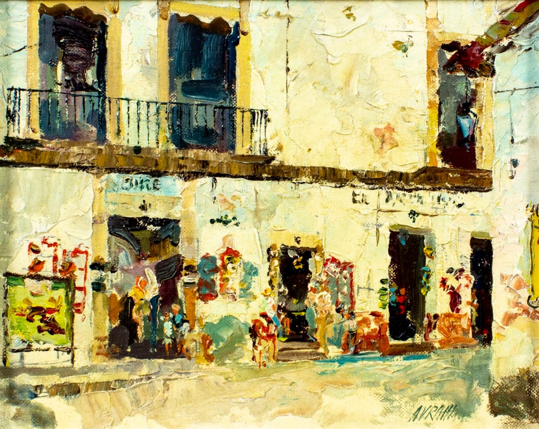 Abraham J Silverman (FL,?-2007) oil painting: ARTIST: Abraham J Silverman (Florida, ??? - 2007) TITLE: Cuernavaca Cityscape, Mexico YEAR: 1988 MEDIUM: oil on canvas board CONDITION: Very minor craque