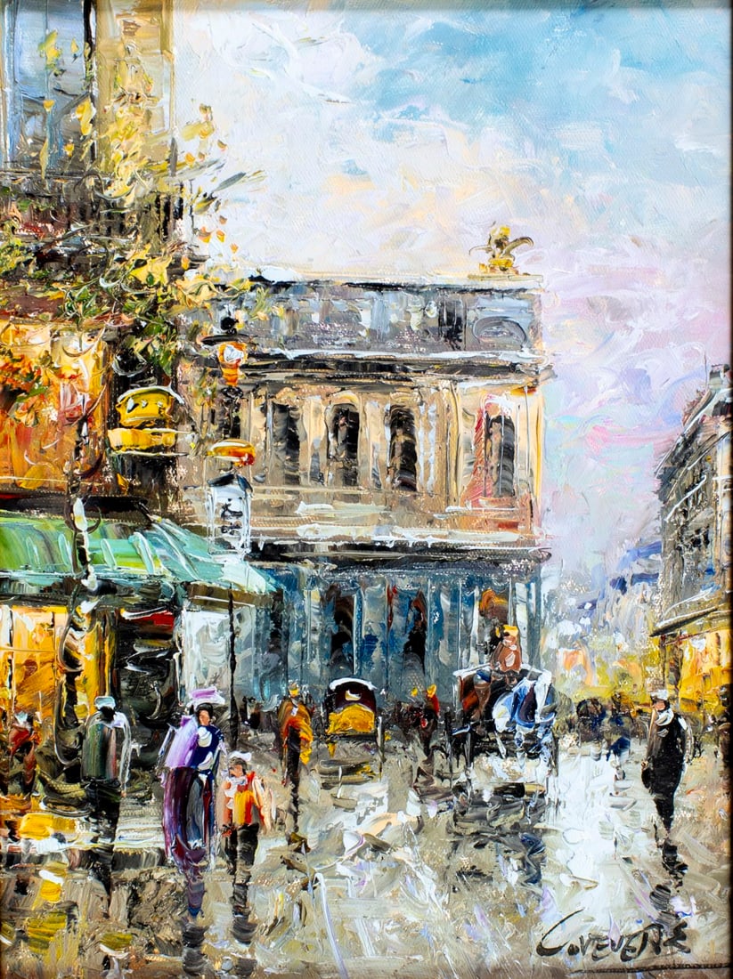 Christof Vevers (Europe,b 1962) oil painting: ARTIST: Christof Vevers (European, born 1962) TITLE: Paris Cityscape, France MEDIUM: oil on canvas CONDITION: Very good. No visible inpaint under UV light. ART SI
