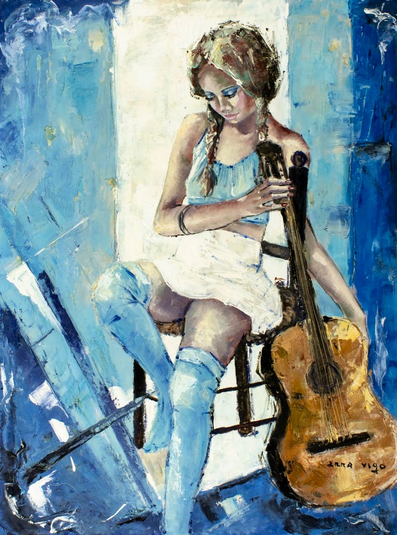 Anna Vigo (Italy,b 1952) oil painting (1 of 13)