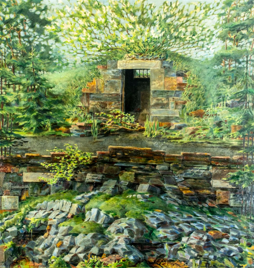 Antique early 20C European oil painting signed: ARTIST: - (Europe, early 20 century) TITLE: Landscape with Ruines MEDIUM: oil on canvas CONDITION: Few patches. Some paint losses. Minor staining. Some scattered small inpai