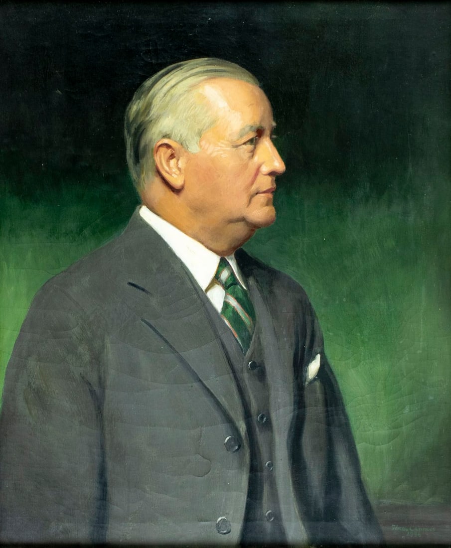 Thomas Corner (MD,1865-1938) oil painting antique: ARTIST: Thomas Cromwell Corner (Maryland, 1865 - 1938) TITLE: Portrait of Basil Wagner III (titled on stretcher) YEAR: 1938 MEDIUM: oil on canvas CONDITION: