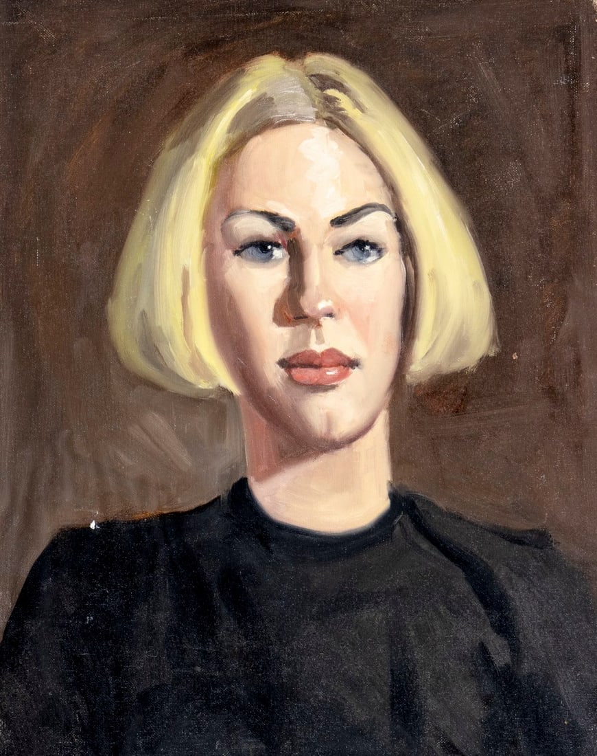 George Holloway (NJ,20C) oil painting: ARTIST: George R Holloway (New Jersey, 20 century) TITLE: Portrait of Woman MEDIUM: oil on canvas board CONDITION: Few minor paint losses. No visible inpaint under UV light