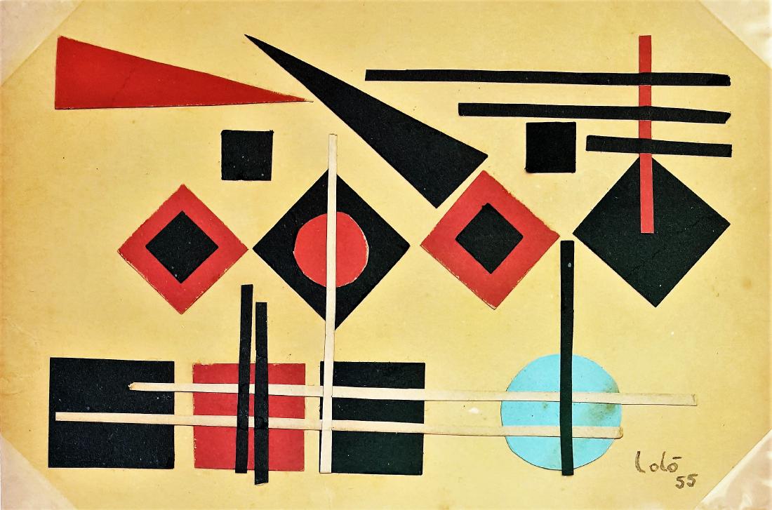 Lolo SOLDEVILLA (1901-1971). Cuban art.: Lolo SOLDEVILLA (1901-1971) Collage on Cardboard.