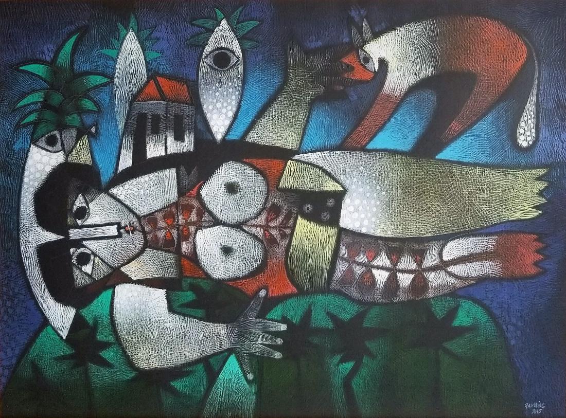 Orestes Gaulhiac (1960). Cuban art.: Orestes Gaulhiac Year: 2015 Medium: Acrylic sobre Fine art paper. Period: Contemporary Art Signed: On bottom left Condition: Excellent Dimensions: 19 x 25.5 in. Certified by the artist. Provenance: Pr
