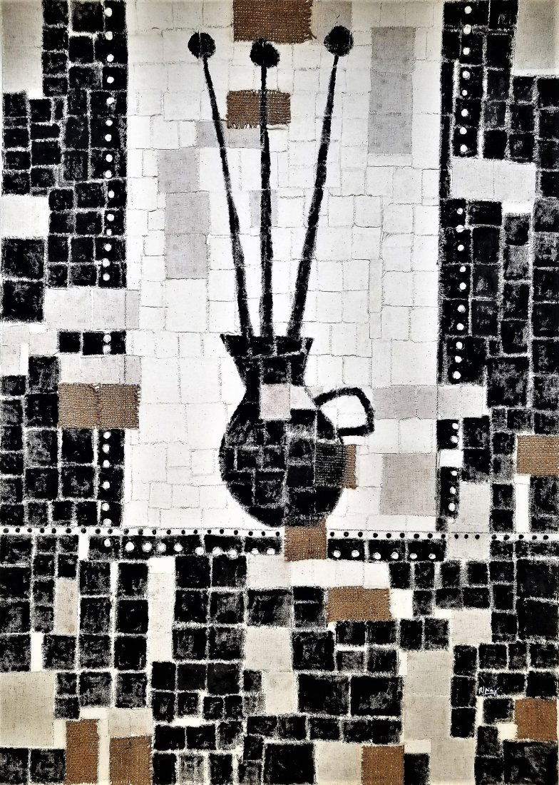 Juan Roberto Diago Durruthy (1971). Cuban art: "Mirando tu sueno" by Juan Roberto Diago Durruthy (1971).Year: 2008Medium: Mixed media on CanvasPeriod: Contemporary ArtSigned: On bottom rightCondition: Excellent, framed.Dimensions: 125 x 90 cm (49.