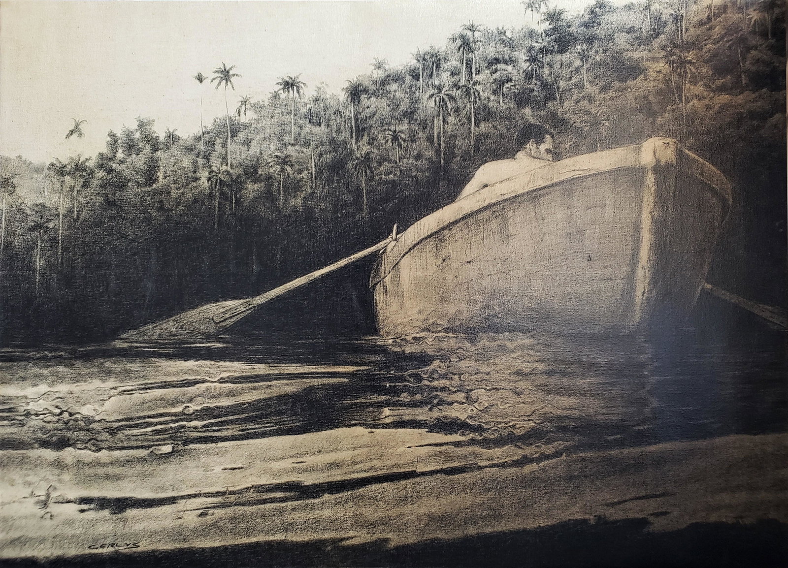 Gerlys Alvares. Cuban art.: Gerlys Alvares. Cuban art.Medium: Charcoal on canvas.Dimensions: 71 x 97 cm (28 x 38 in)Signed: On bottom leftCondition: Excellent Period: Contemporary ArtProvenance: Private collection. Please contac
