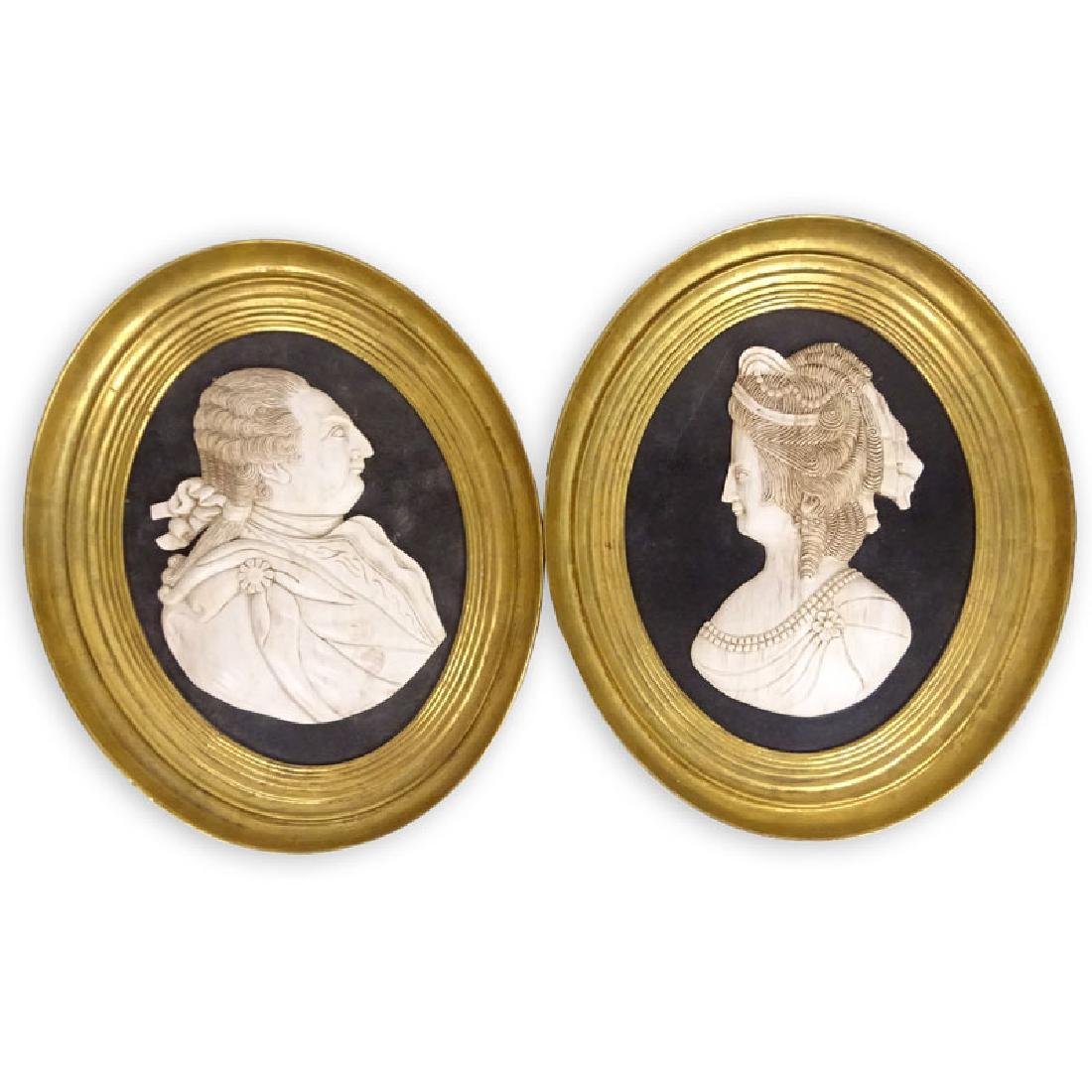 LARGE GEORGE AND MARTHA WASHINGTON MARBLE PLAQUES (1 of 1)