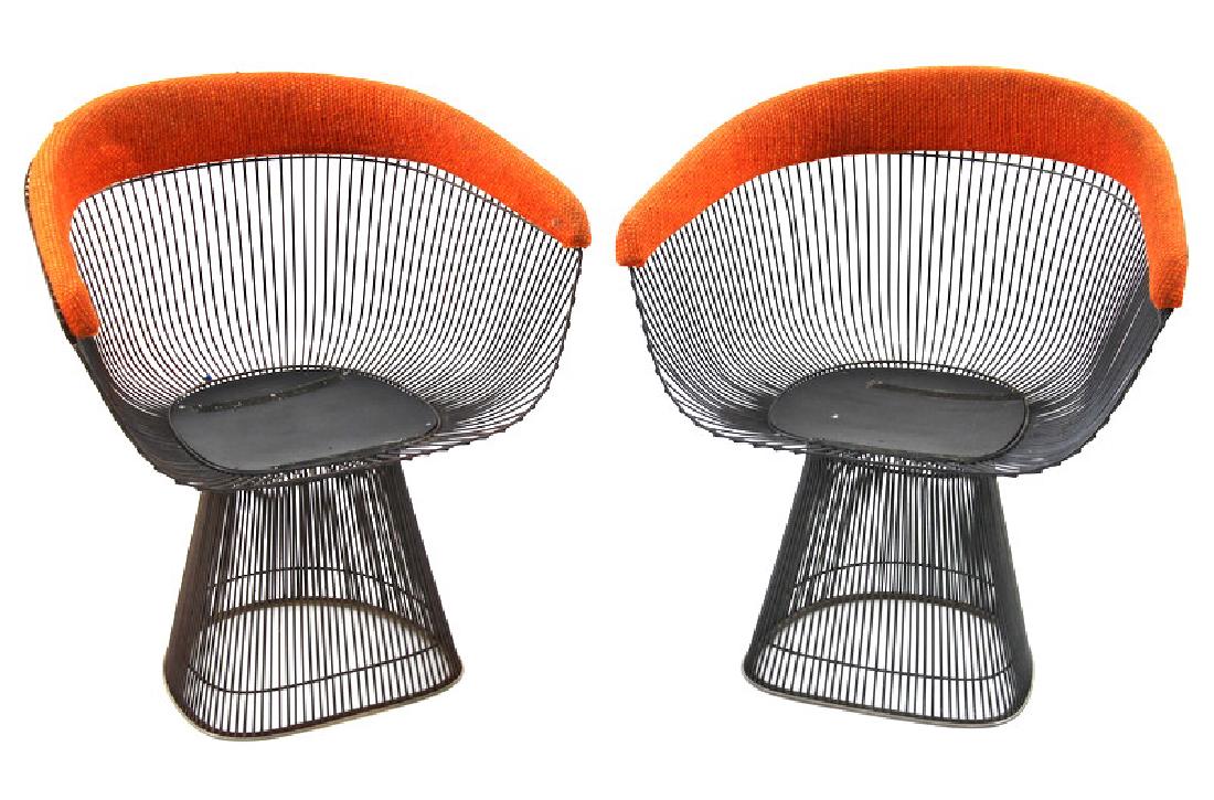 PAIR OF VINTAGE WARREN PLATNER; KNOLL INT.: Pair of vintage Warren Platner (1919-2006);Knoll int;two dining chairs, New York, 1970s. Dimensions 29" H, 27" W, 17" D. Third party shipping.