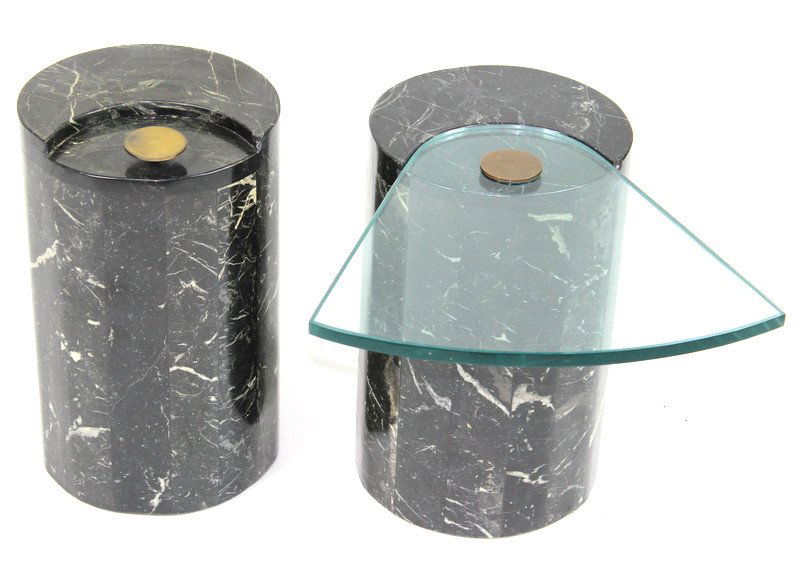 POSSIBLY KARL SPRINGER MARBLE END TABLES (1 of 6)